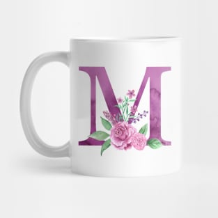 Floral Monogram M Beautiful Rose Bouquet Mug